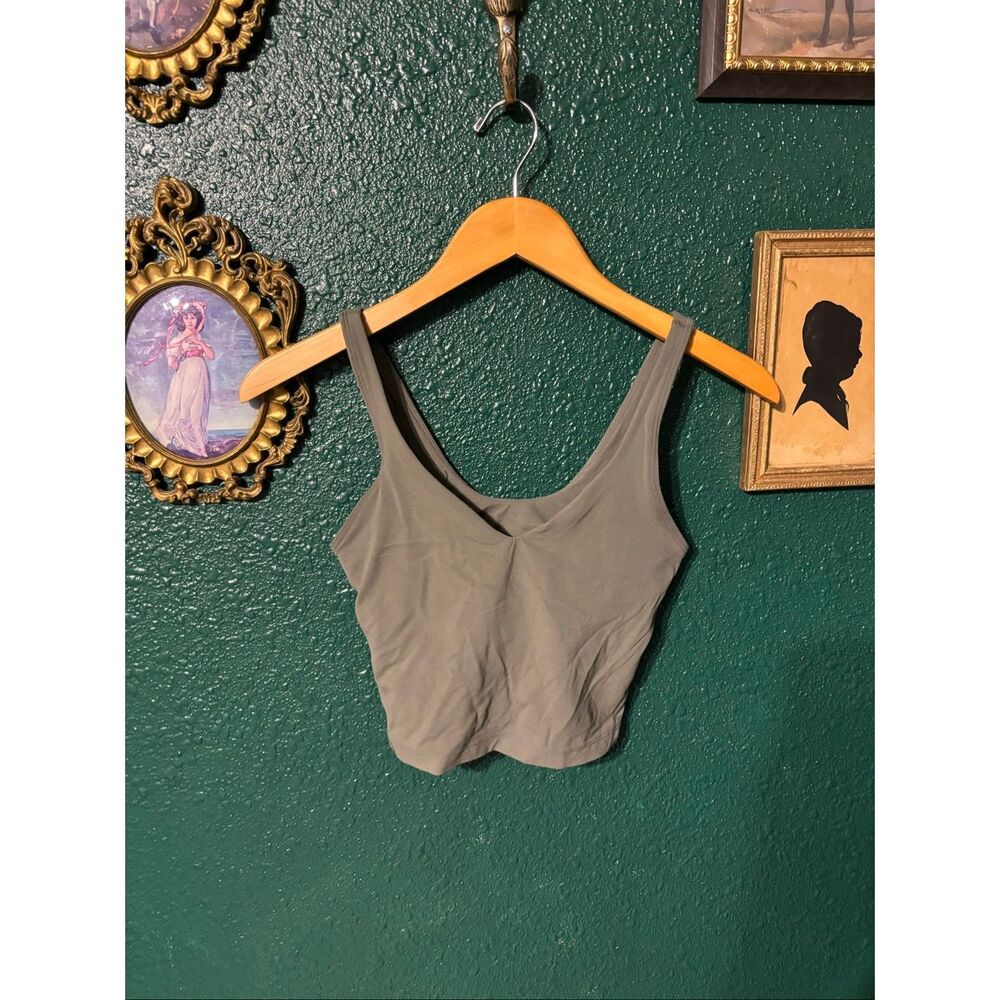 Lululemon Align Cropped Tank Top Size 2 Green Gray